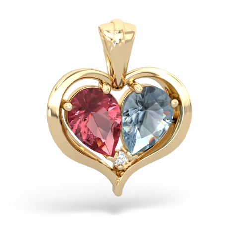 tourmaline-aquamarine half heart whole pendant