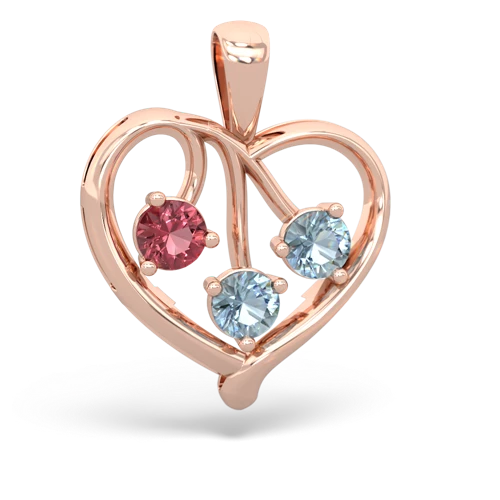 tourmaline-aquamarine love heart pendant