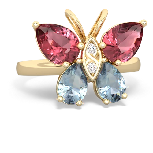 tourmaline-aquamarine butterfly ring