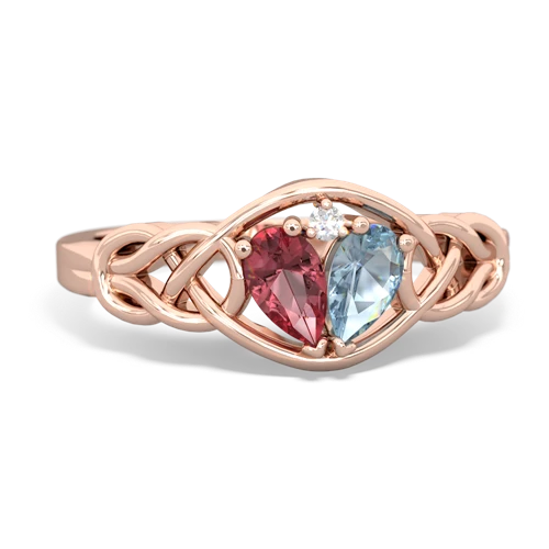 tourmaline-aquamarine celtic knot ring