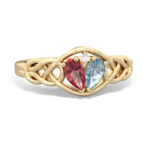 tourmaline-aquamarine celtic knot ring