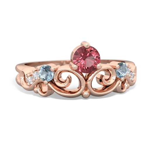 Pink Tourmaline Genuine Pink Tourmaline with Genuine Aquamarine and Genuine Pink Tourmaline Crown Keepsake ring Ring