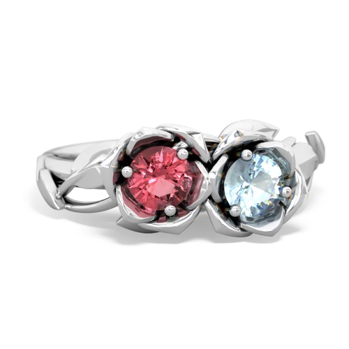 tourmaline-aquamarine roses ring