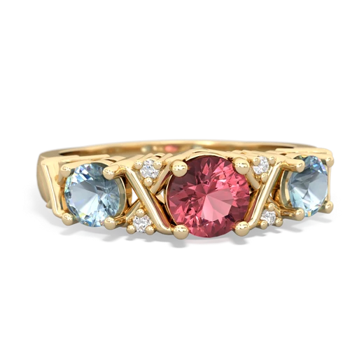 Pink Tourmaline Genuine Pink Tourmaline with Genuine Aquamarine and Genuine Pink Tourmaline Hugs and Kisses ring Ring