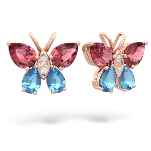tourmaline-blue topaz butterfly earrings