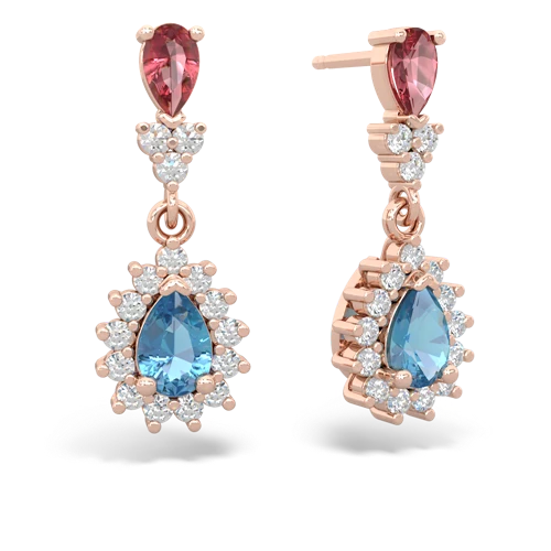 tourmaline-blue topaz dangle earrings