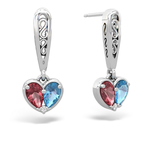 tourmaline-blue topaz filligree earrings