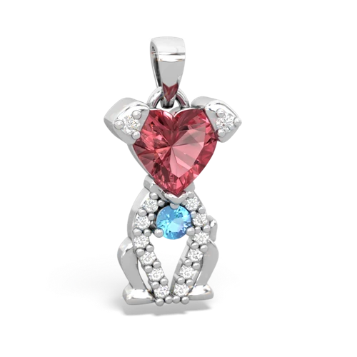 tourmaline-blue topaz birthstone puppy pendant