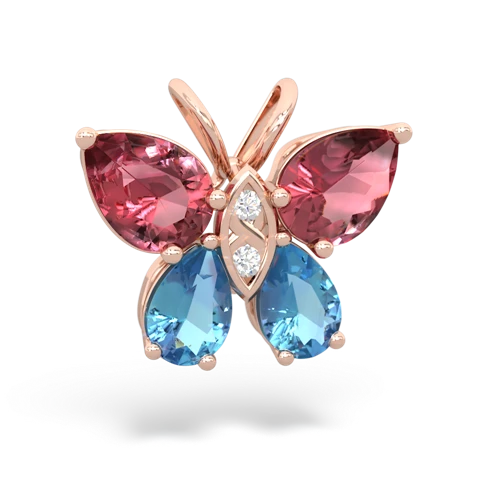 tourmaline-blue topaz butterfly pendant