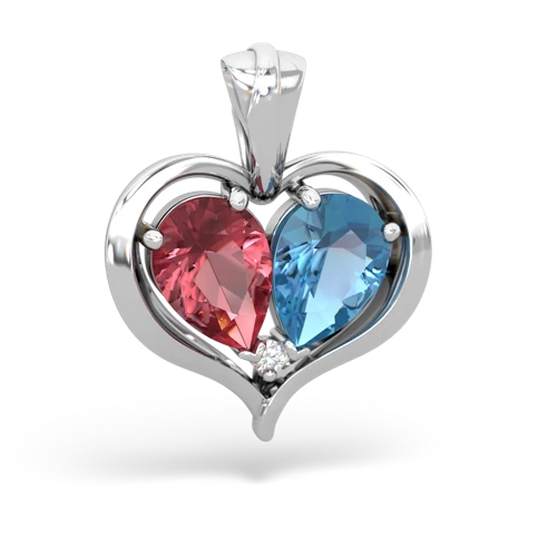 tourmaline-blue topaz half heart whole pendant