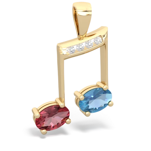 tourmaline-blue topaz music notes pendant