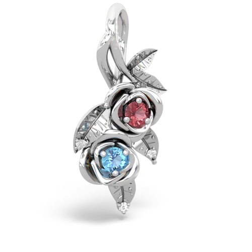 Pink Tourmaline Genuine Pink Tourmaline with Genuine Swiss Blue Topaz Rose Vine pendant Pendant