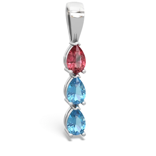 tourmaline-blue topaz three stone pendant