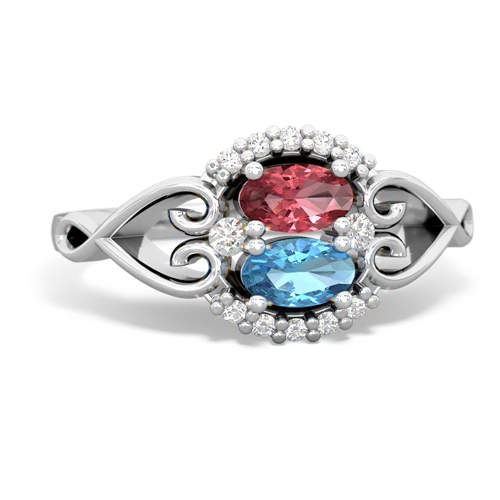 Pink Tourmaline Genuine Pink Tourmaline with Genuine Swiss Blue Topaz Love Nest ring Ring