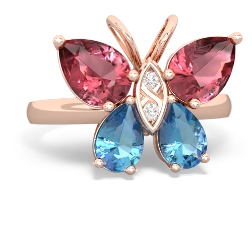 tourmaline-blue topaz butterfly ring