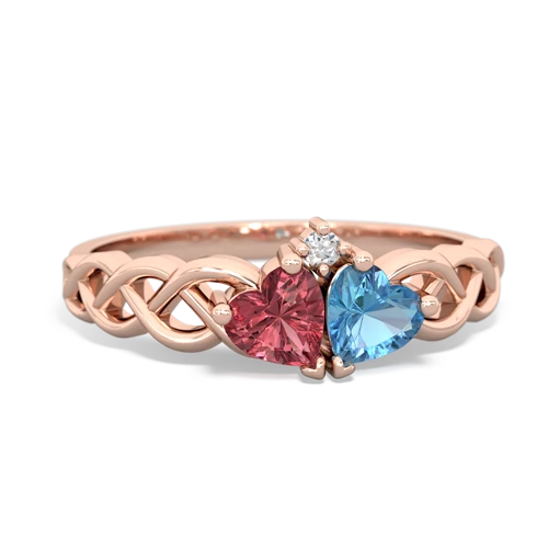 tourmaline-blue topaz celtic braid ring