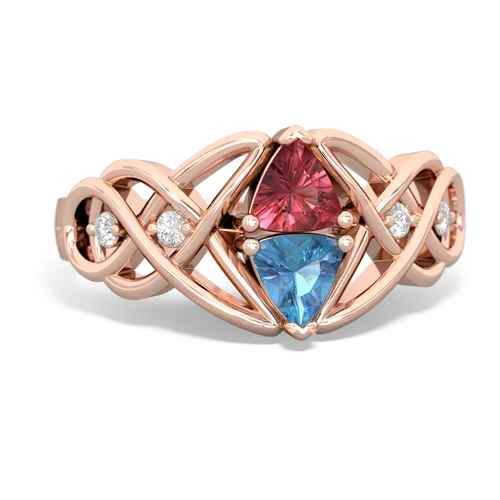 tourmaline-blue topaz celtic knot ring