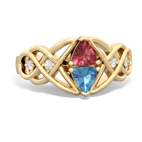 tourmaline-blue topaz celtic knot ring