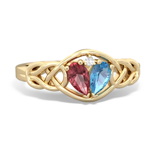 tourmaline-blue topaz celtic knot ring