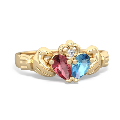 tourmaline-blue topaz claddagh ring