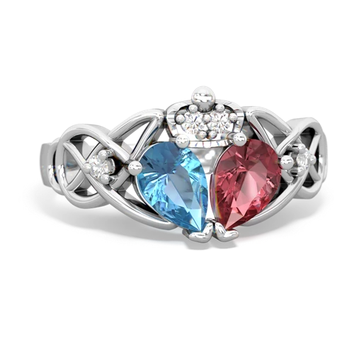 tourmaline-blue topaz claddagh ring