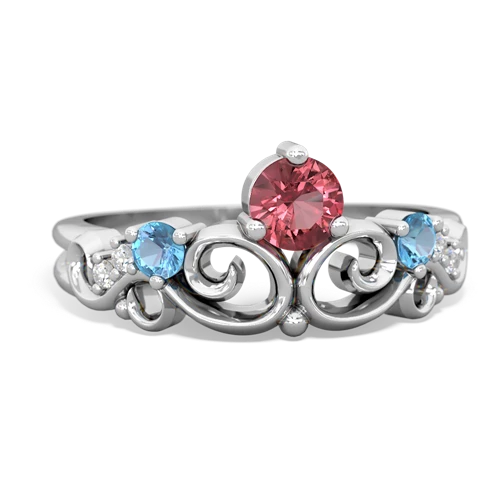 Pink Tourmaline Genuine Pink Tourmaline with Genuine Swiss Blue Topaz and  Crown Keepsake ring Ring