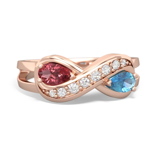 tourmaline-blue topaz diamond infinity ring