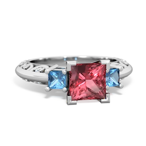 Pink Tourmaline Genuine Pink Tourmaline with Genuine Swiss Blue Topaz and  Art Deco ring Ring