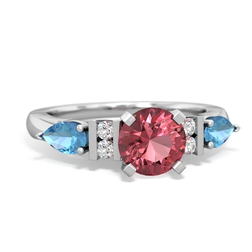 Pink Tourmaline Genuine Pink Tourmaline with Genuine Swiss Blue Topaz and  Engagement ring Ring