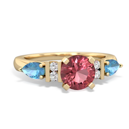 Pink Tourmaline Genuine Pink Tourmaline with Genuine Swiss Blue Topaz and Genuine Black Onyx Engagement ring Ring
