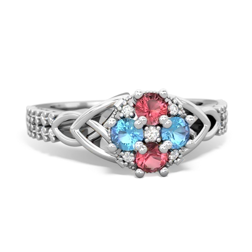 Pink Tourmaline Genuine Pink Tourmaline with Genuine Swiss Blue Topaz Celtic Knot Engagement ring Ring