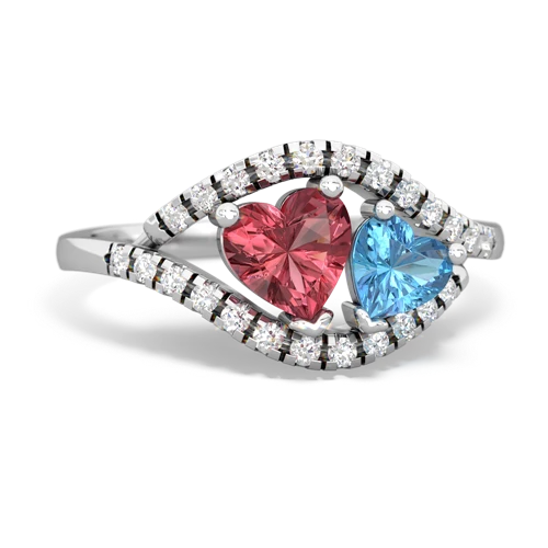 Pink Tourmaline Genuine Pink Tourmaline with Genuine Swiss Blue Topaz Mother and Child ring Ring