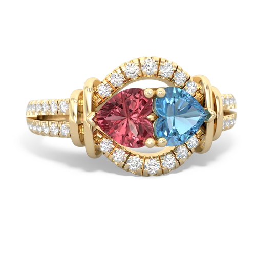 tourmaline-blue topaz pave keepsake ring