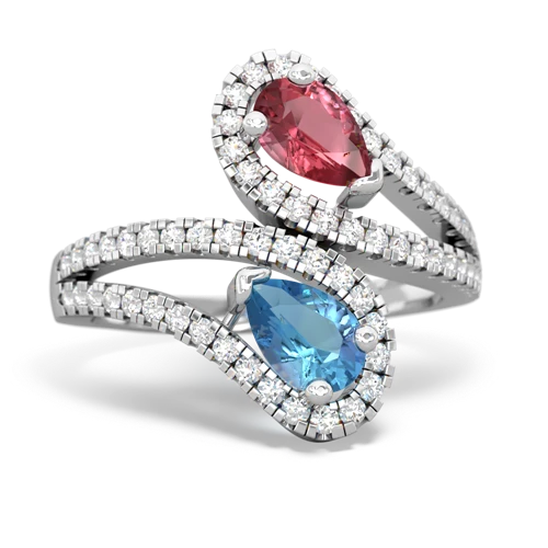 Pink Tourmaline Genuine Pink Tourmaline with Genuine Swiss Blue Topaz Diamond Dazzler ring Ring