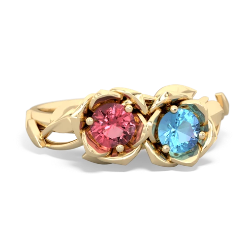 tourmaline-blue topaz roses ring