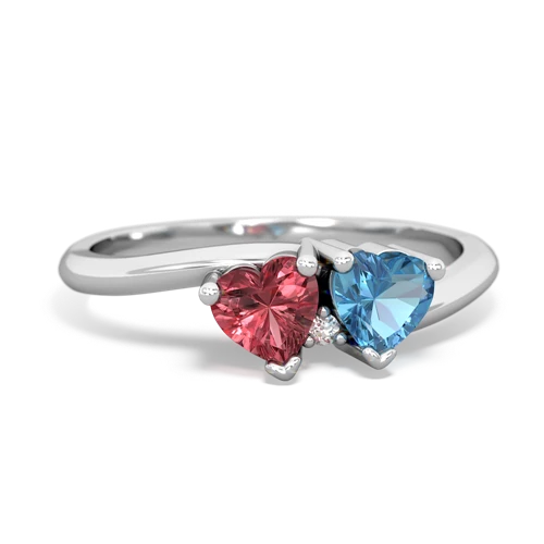 Pink Tourmaline Genuine Pink Tourmaline with Genuine Swiss Blue Topaz Sweetheart's Promise ring Ring
