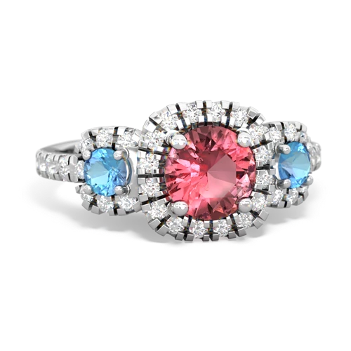 Pink Tourmaline Genuine Pink Tourmaline with Genuine Swiss Blue Topaz and  Regal Halo ring Ring
