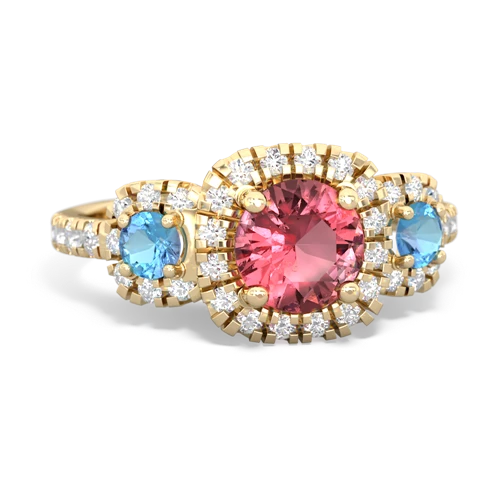 tourmaline-blue topaz three stone regal ring