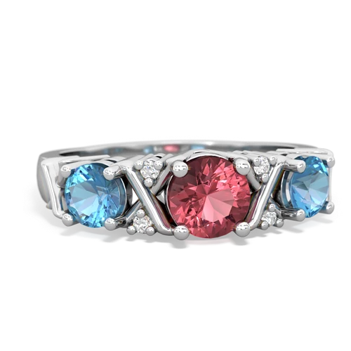 Pink Tourmaline Genuine Pink Tourmaline with Genuine Swiss Blue Topaz and  Hugs and Kisses ring Ring