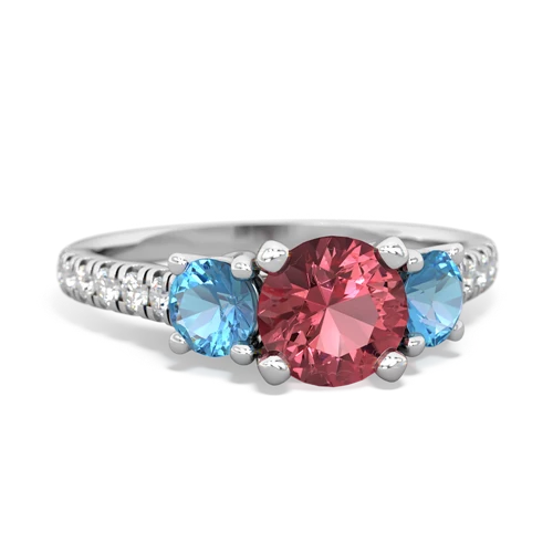 Pink Tourmaline Genuine Pink Tourmaline with Genuine Swiss Blue Topaz and  Pave Trellis ring Ring