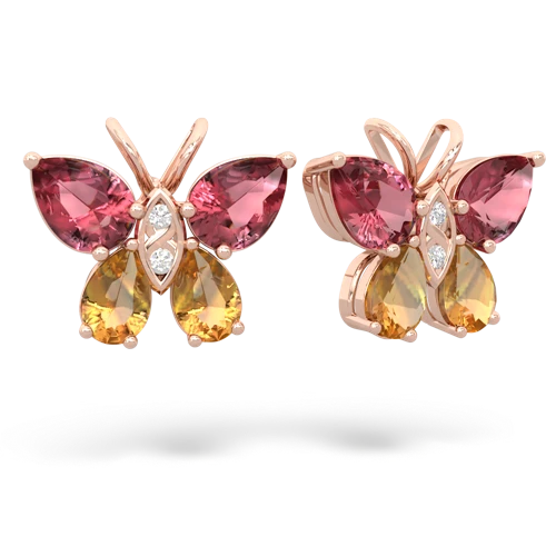 tourmaline-citrine butterfly earrings