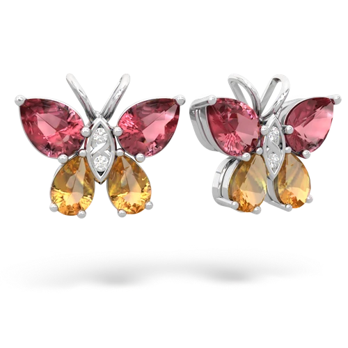 tourmaline-citrine butterfly earrings