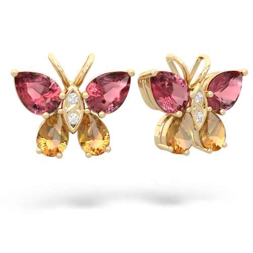 tourmaline-citrine butterfly earrings