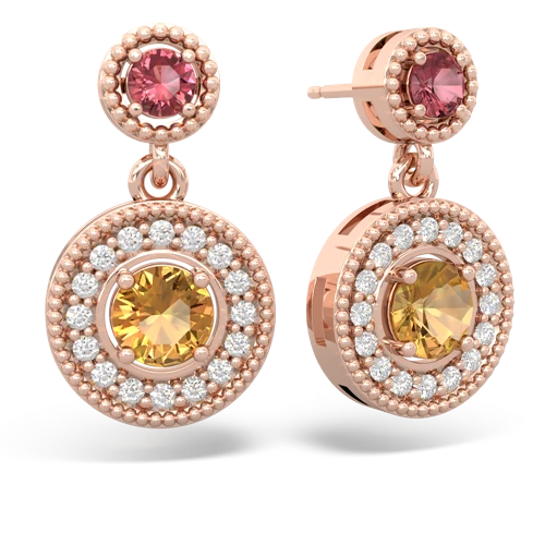 tourmaline-citrine halo earrings