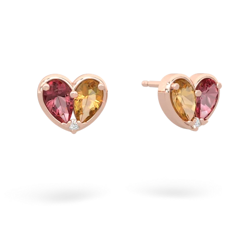 tourmaline-citrine one heart earrings
