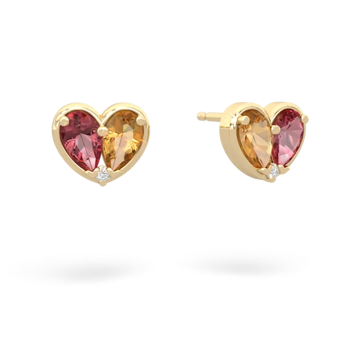 tourmaline-citrine one heart earrings
