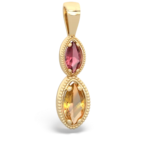 tourmaline-citrine antique milgrain pendant