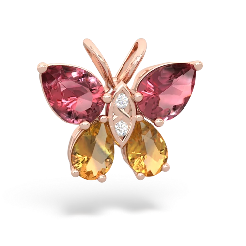 tourmaline-citrine butterfly pendant