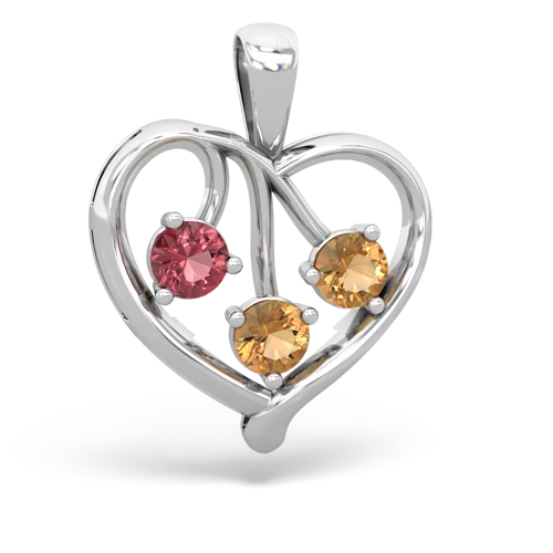 Pink Tourmaline Genuine Pink Tourmaline with Genuine Citrine and Lab Created Sapphire Glowing Heart pendant Pendant