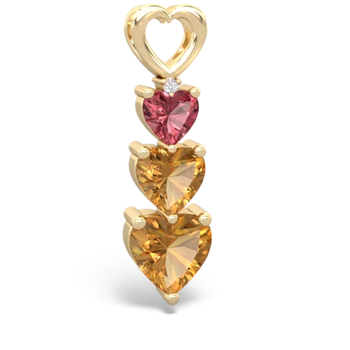 Pink Tourmaline Genuine Pink Tourmaline with Genuine Citrine and Genuine Emerald Past Present Future pendant Pendant